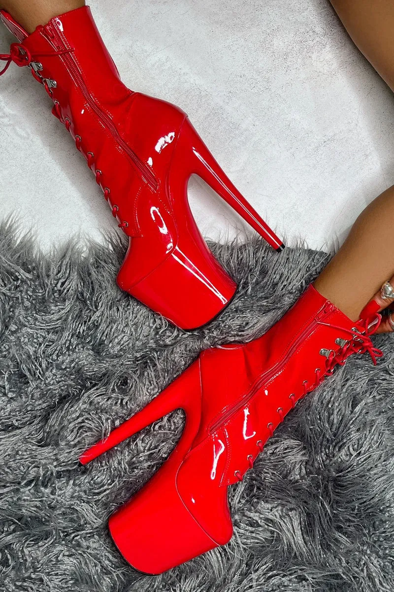 Hella Heels LipKit 8inch Boots - Cherry Pie