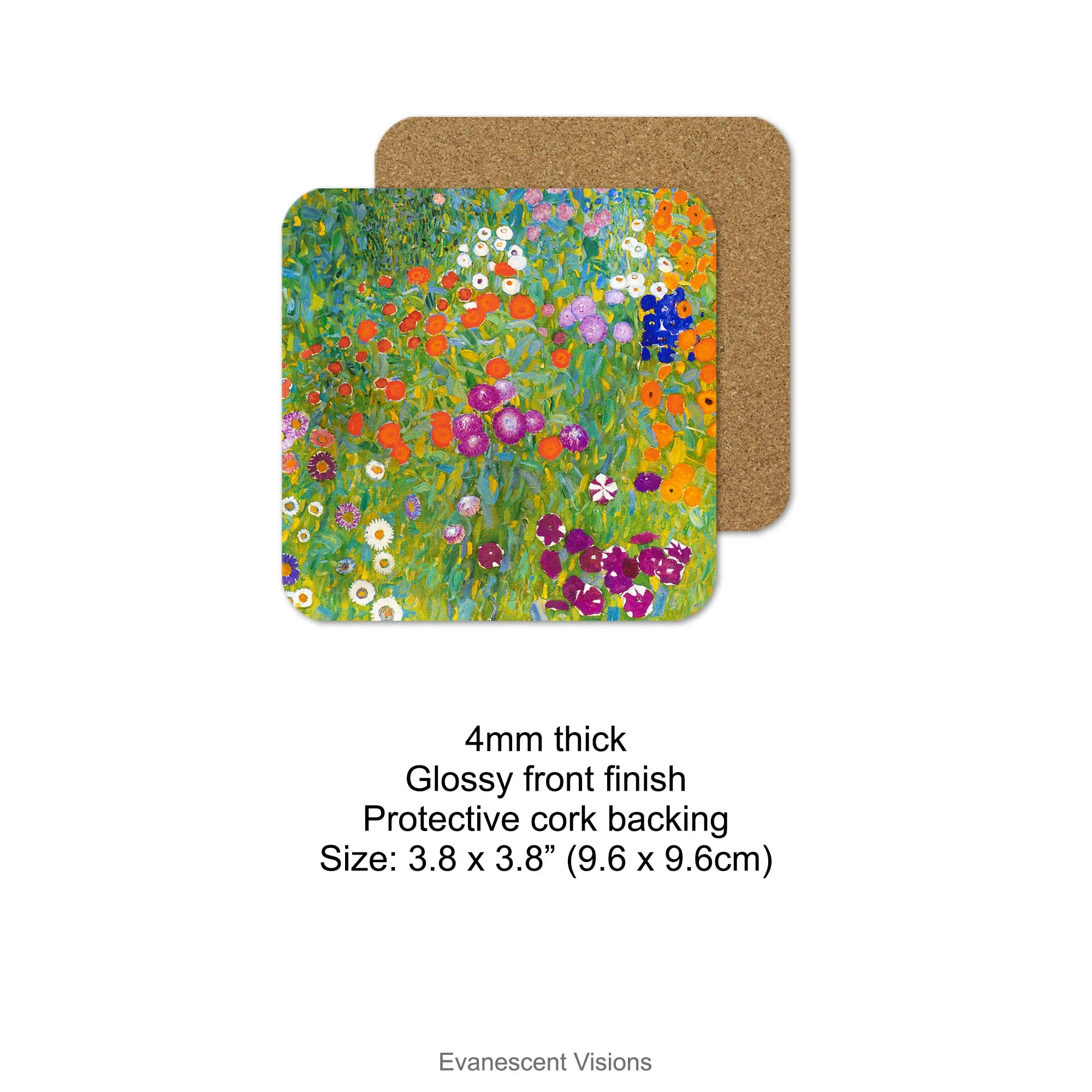 Klimt Bauerngarten Artistic Floral Drinks Coasters, Set of 4