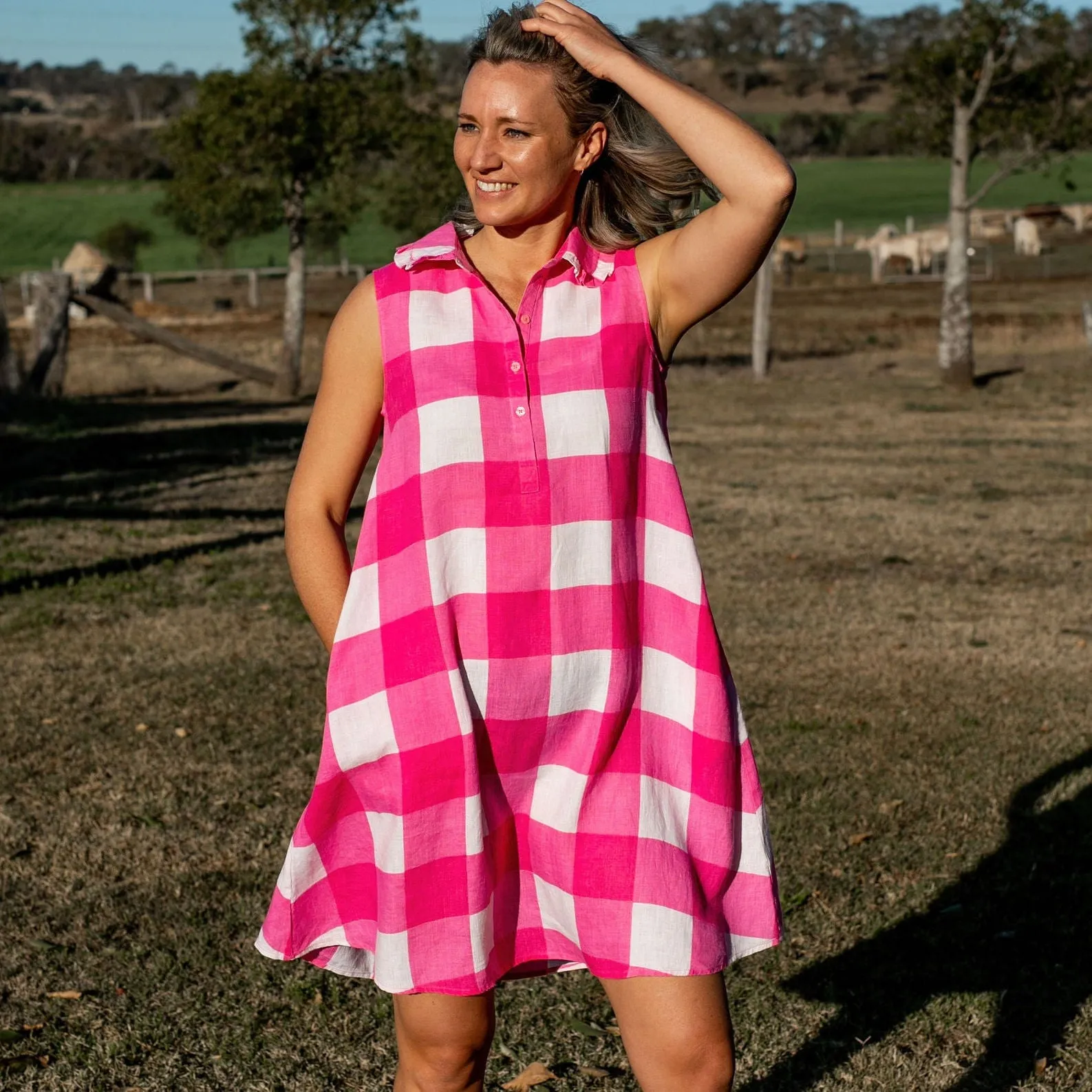 Large Pink Check Dress