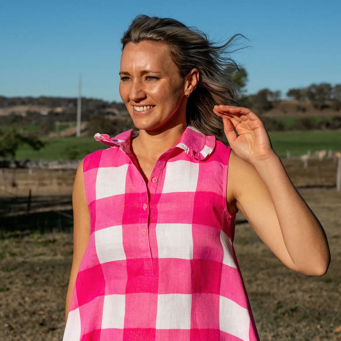 Large Pink Check Dress