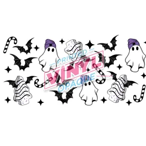 Libbey Can Wrap 16oz -  Ink Transfers | Christmas Ghosts & Tree Cakes