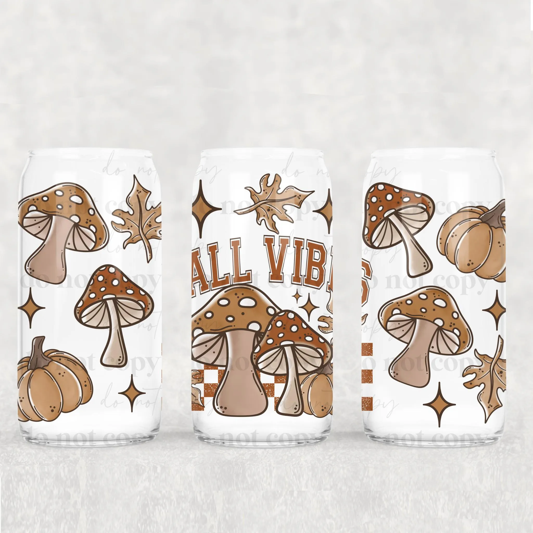 Libbey Can Wrap 16oz -  Ink Transfers | Fall Vibes Mushrooms