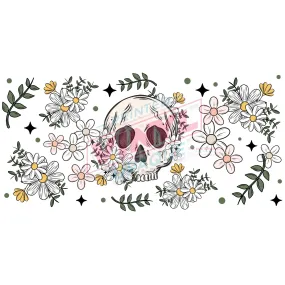 Libbey Can Wrap 16oz -  Ink Transfers | Floral Skull