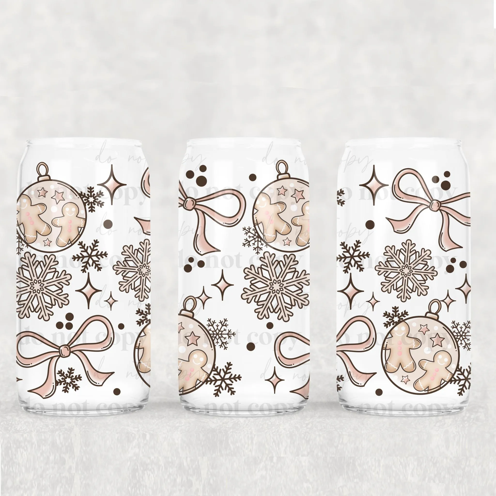 Libbey Can Wrap 16oz -  Ink Transfers | Gingerbread Ornaments