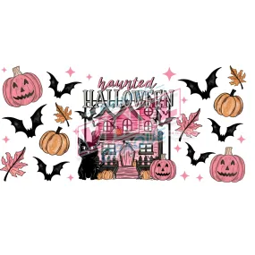 Libbey Can Wrap 16oz -  Ink Transfers | Haunted House Pink