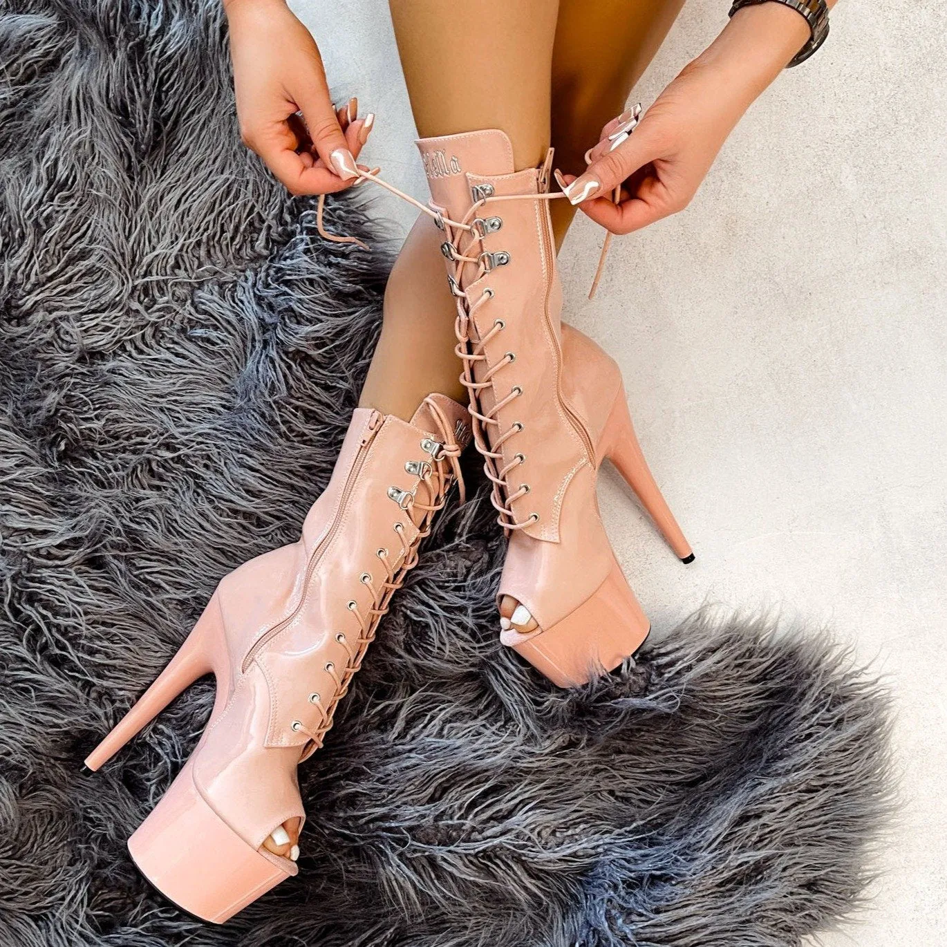 LipKit Open Toe Boot - Dream On - 8 INCH