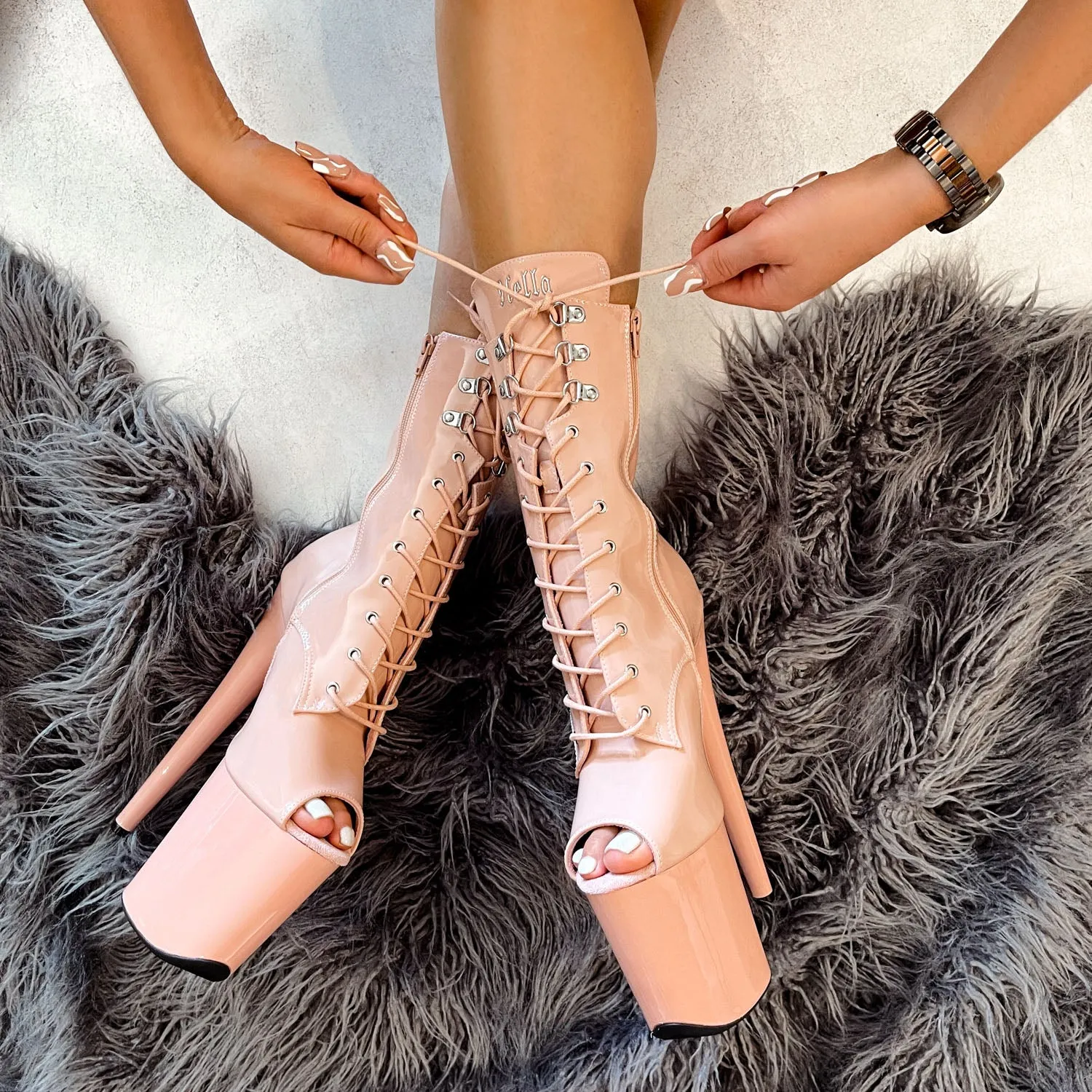 LipKit Open Toe Boot - Dream On - 8 INCH