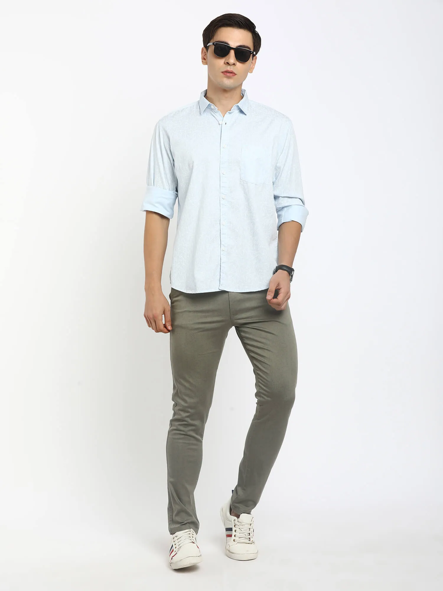 Men Light Blue Printed Shirt (GBMNR2001)