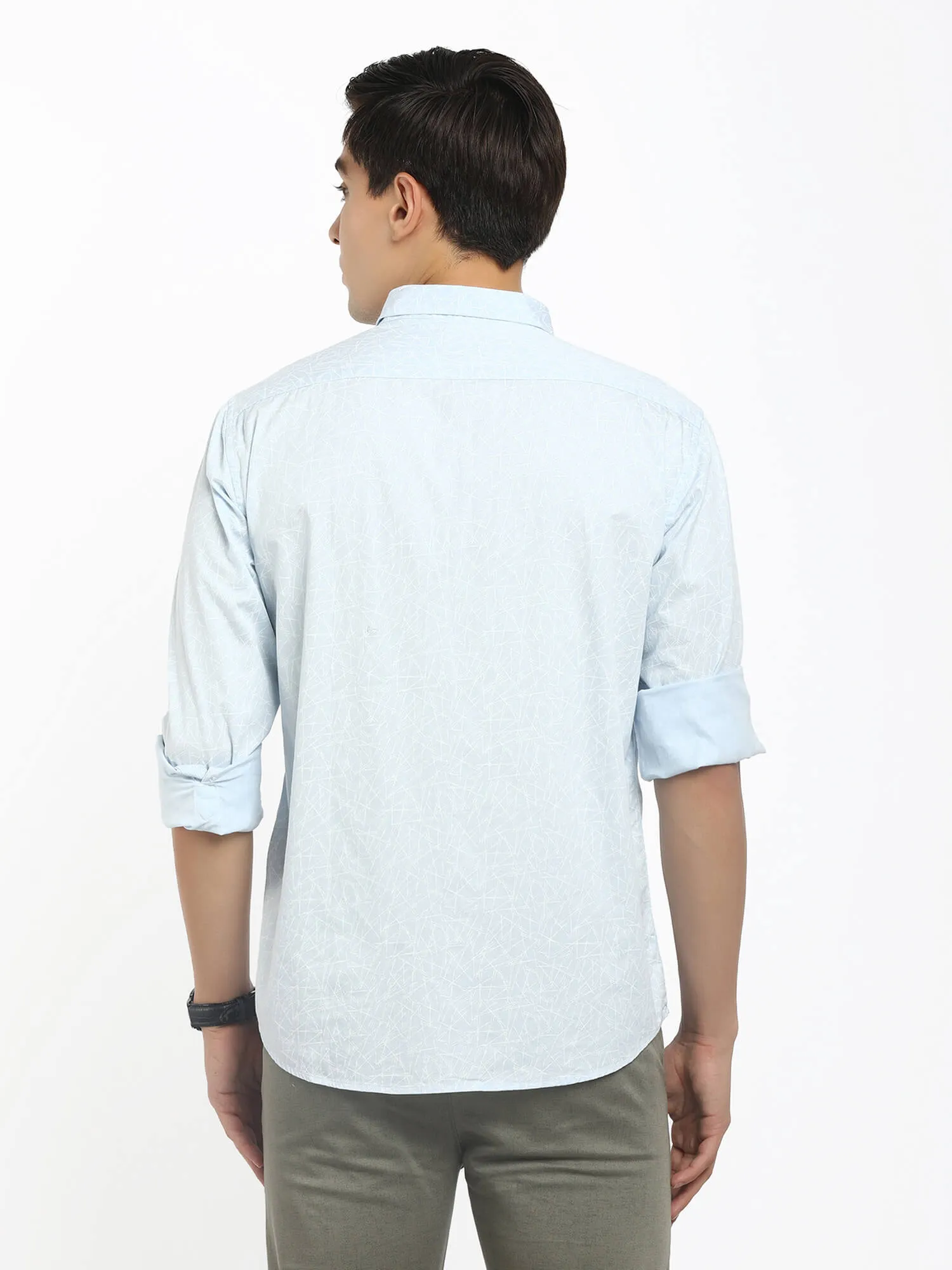 Men Light Blue Printed Shirt (GBMNR2001)