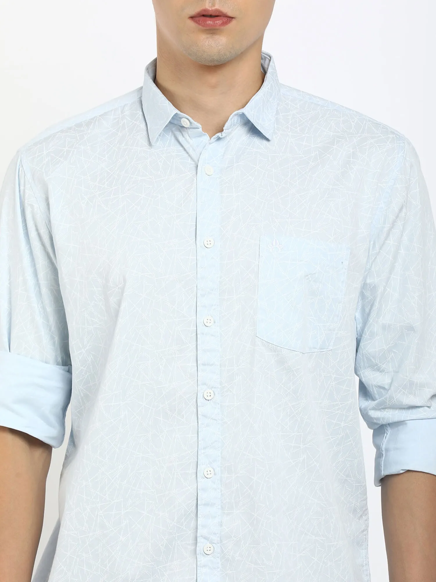 Men Light Blue Printed Shirt (GBMNR2001)