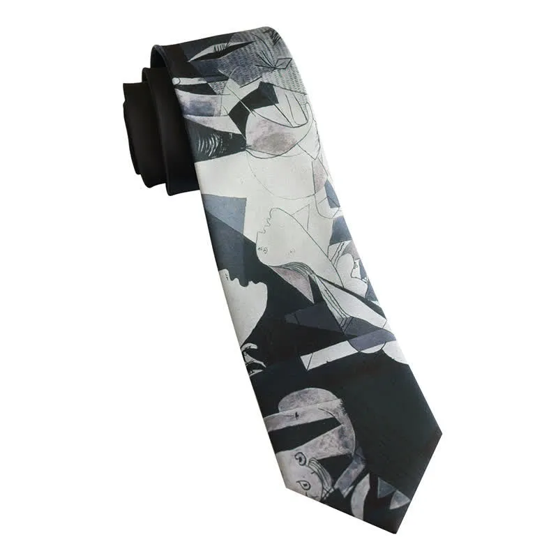 Men's Black Art Painting Guernica Necktie