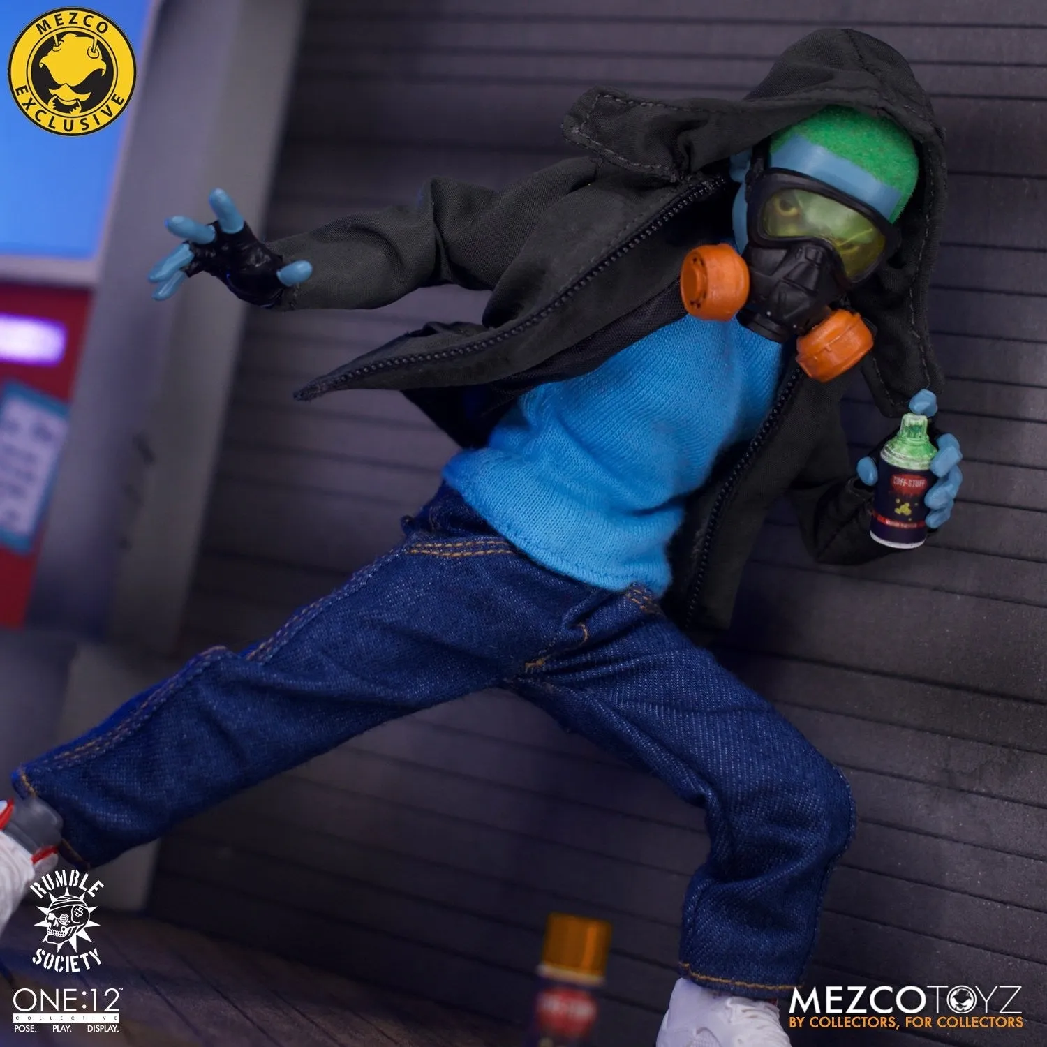 MEZCO One:12 Collective Rumble Society - Hoodz: Vapor in Collector Lunch Box Tin (MEZCO Rumble Society Exclusive)