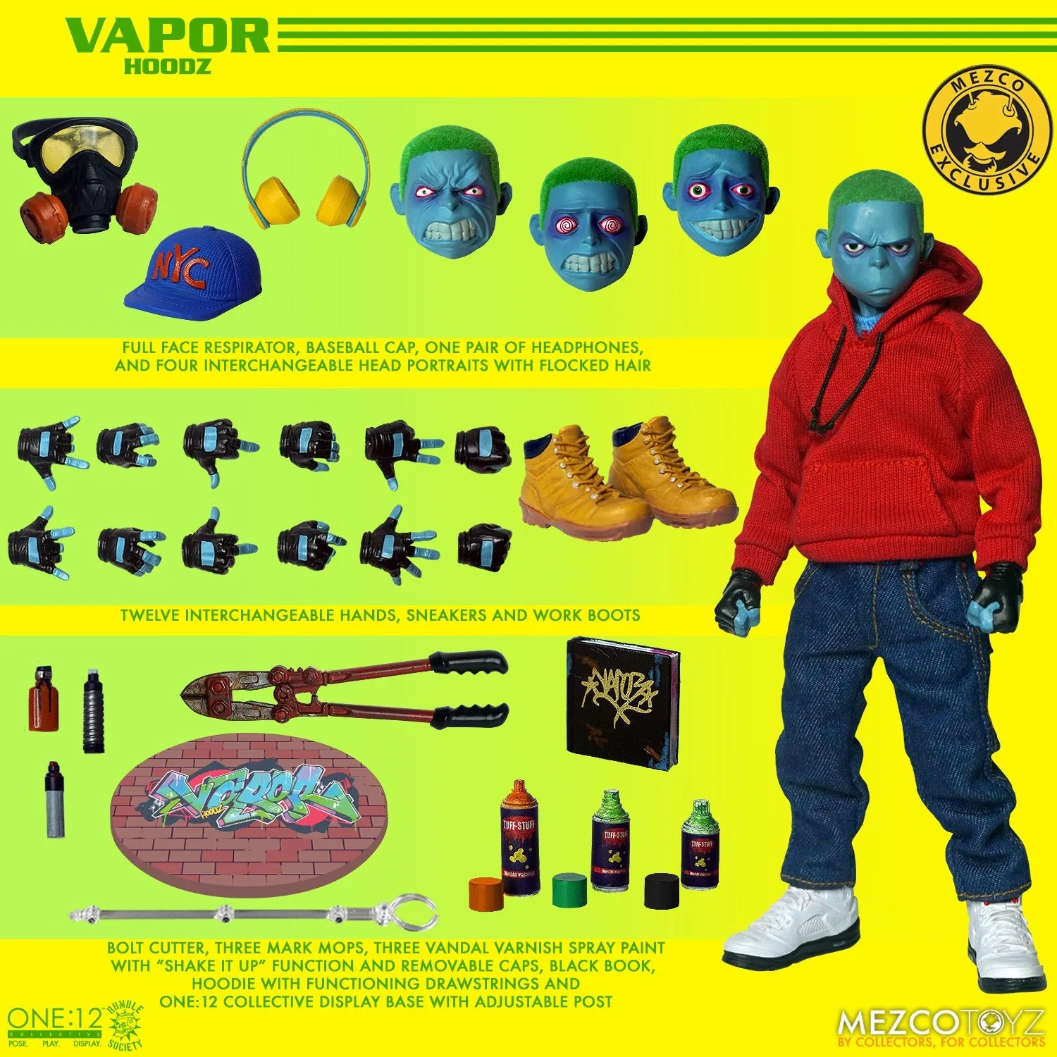 MEZCO One:12 Collective Rumble Society - Hoodz: Vapor in Collector Lunch Box Tin (MEZCO Rumble Society Exclusive)