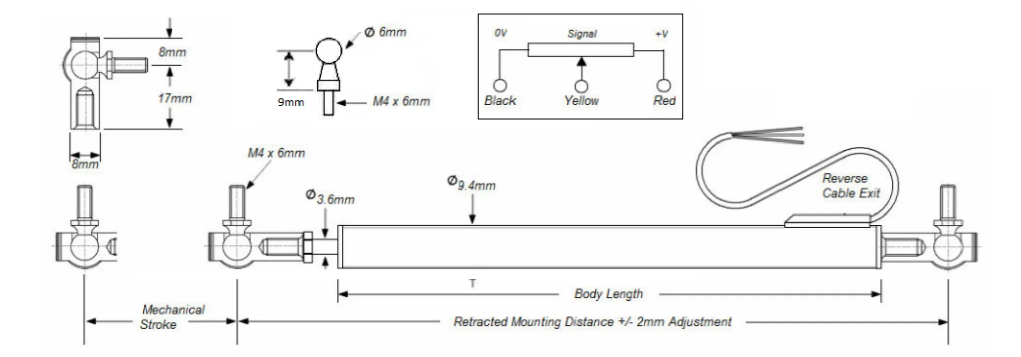 Miniaturized Linear Potentiometer - 13mm Diameter