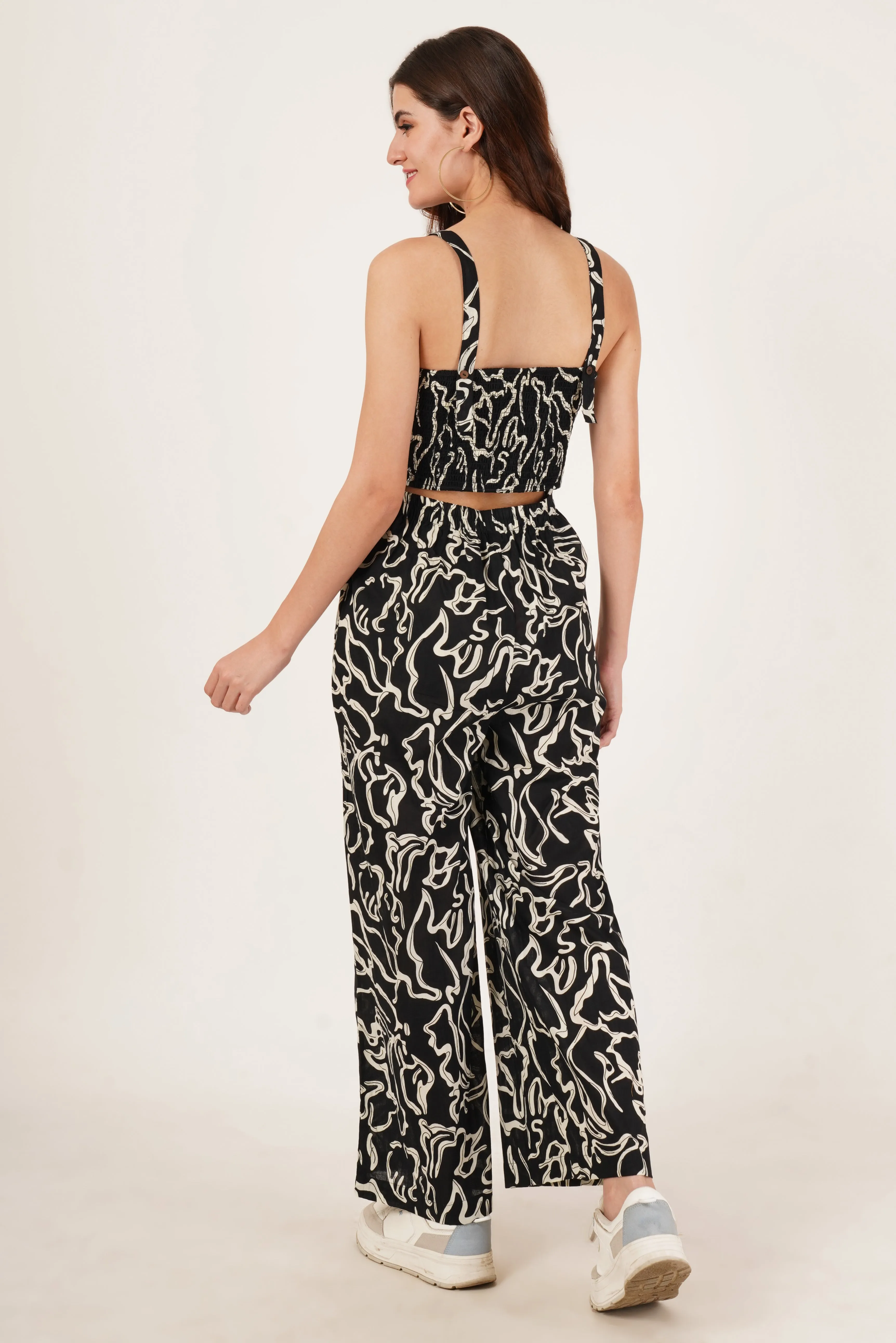 Modern Pattern Jumpsuit in Black for Women