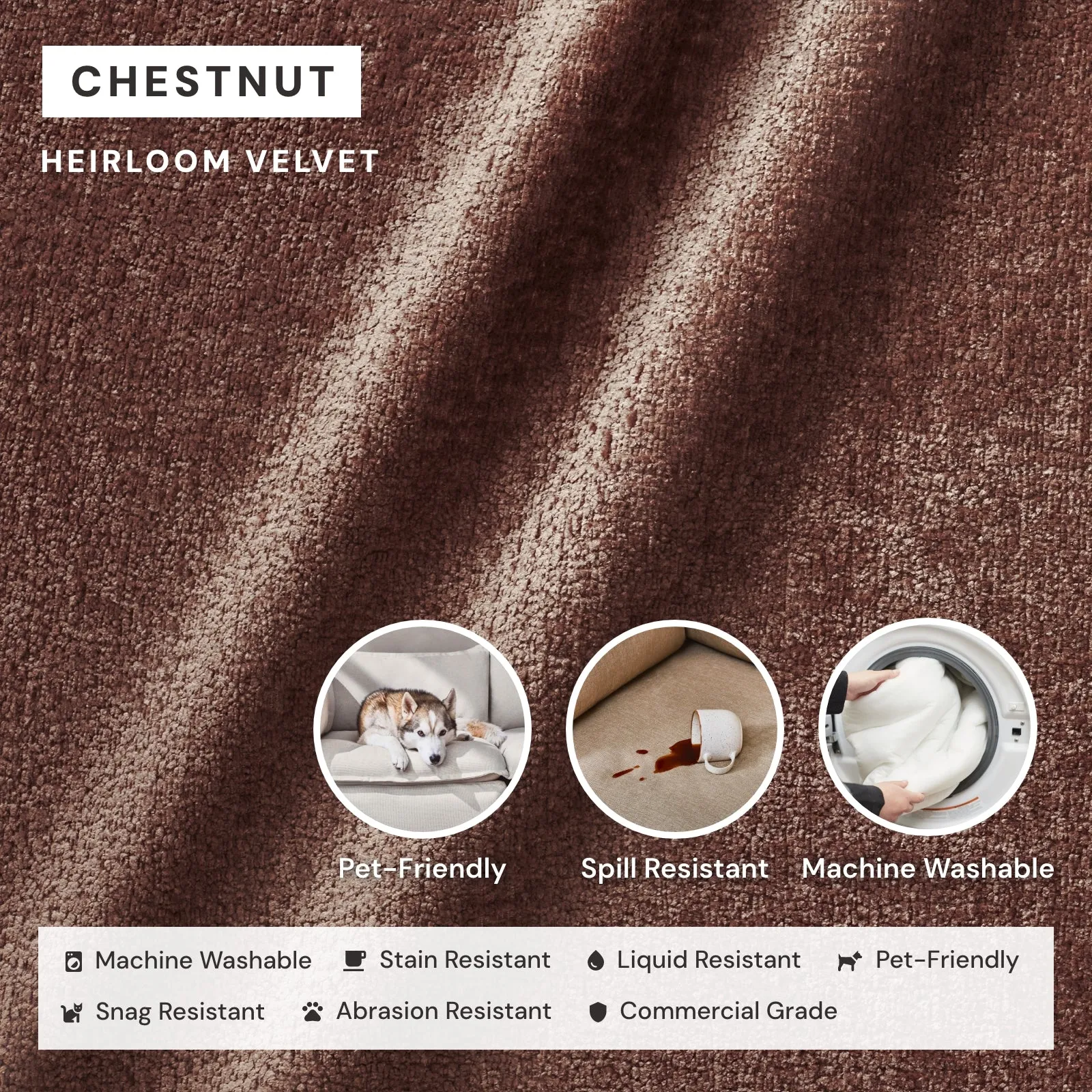 Modular Washable 3-Seater Sofa   Armchair Set in Chestnut | Deluxe  Seat | Cloud Pillow