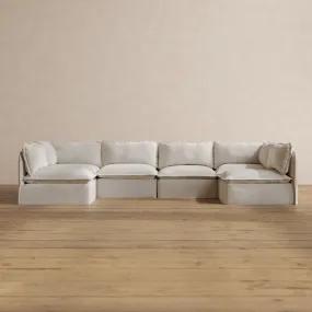 Modular Washable 6-Seater Open-Ends U-Sectional in Powder | Memorix  Seat | Contour Pillow