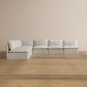 Modular Washable 7-Seater Open-Ends Corner Sectional in Powder | Memorix  Seat | Contour Pillow