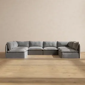 Modular Washable 8-Seater Open-Ends U-Sectional in Ash | Memorix  Seat | Cloud Pillow