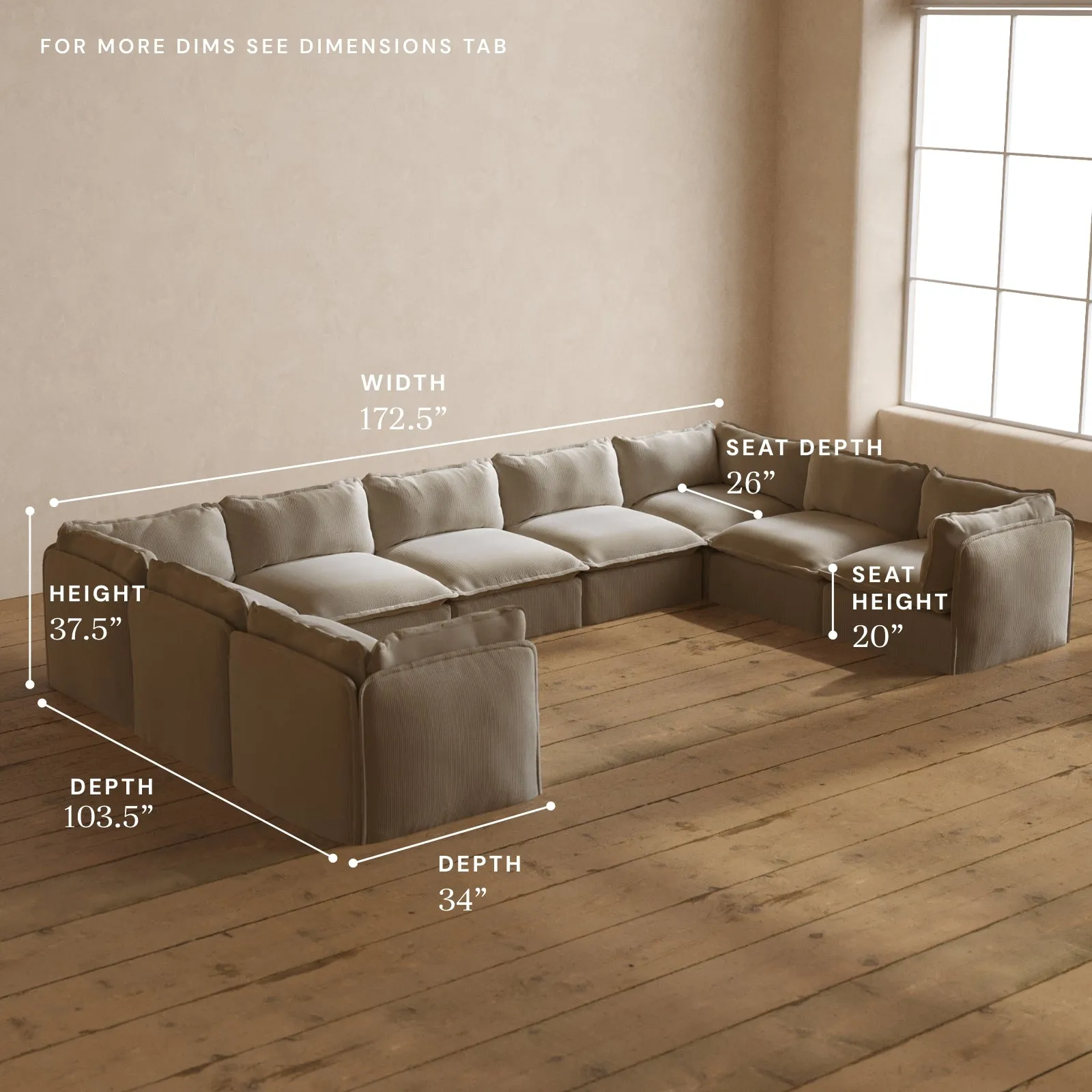 Modular Washable 9-Seater U-Sectional in Milk | Memorix  Seat | Cloud Pillow