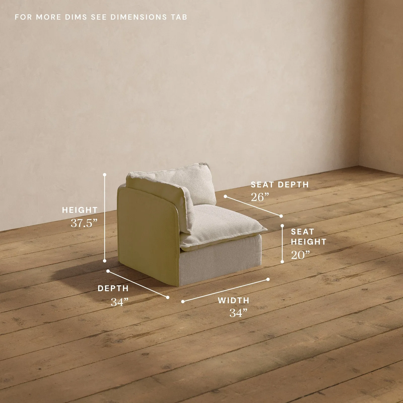 Modular Washable Corner Chair in Powder | Deluxe  Seat | Cloud Pillow