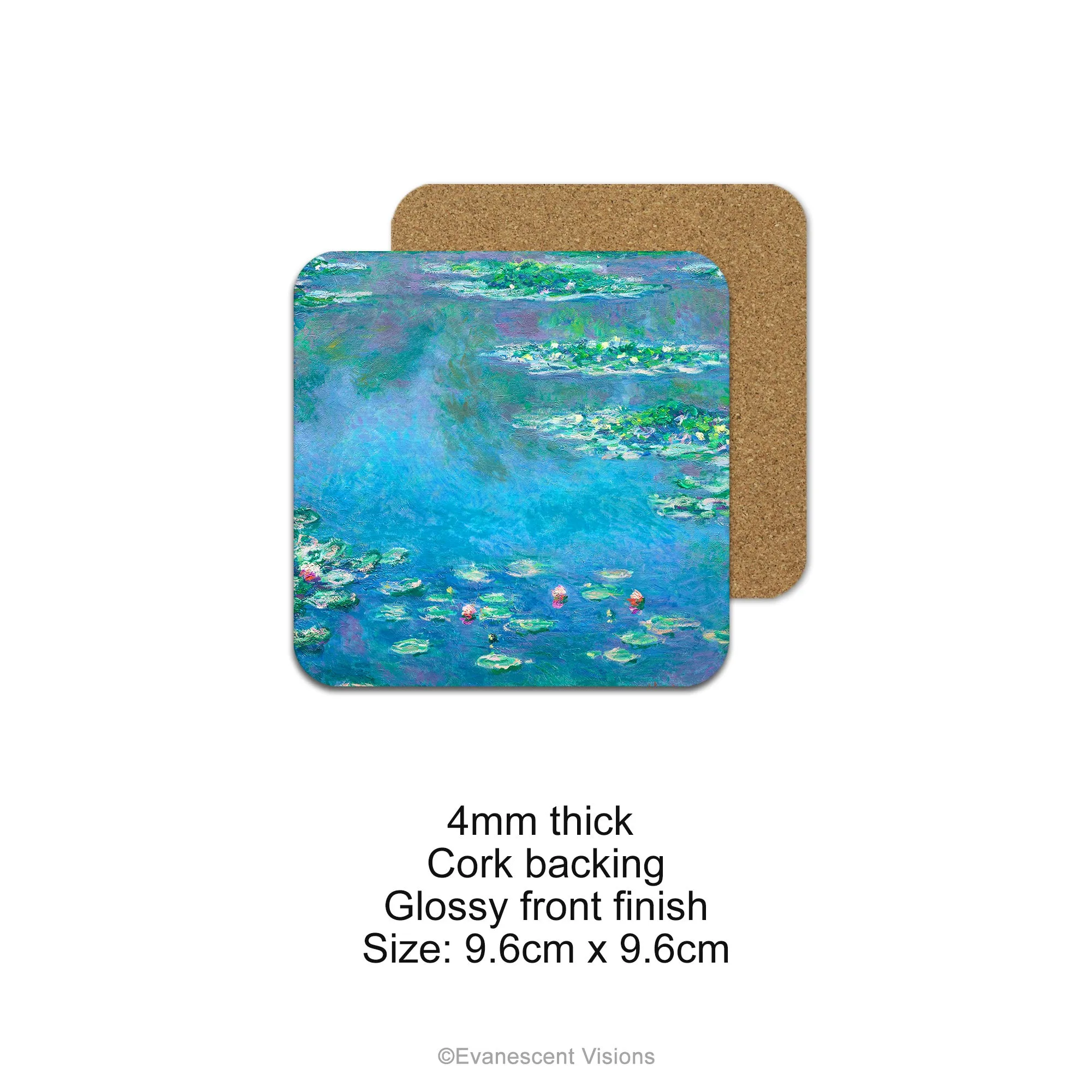 Monet Water Lilies Fine Art Drinks Coasters, Set of 4