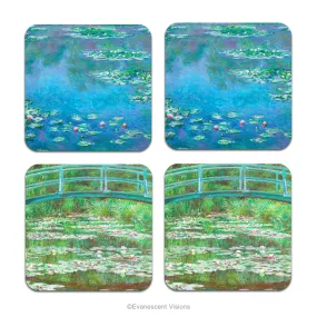 Monet Water Lilies Fine Art Drinks Coasters, Set of 4