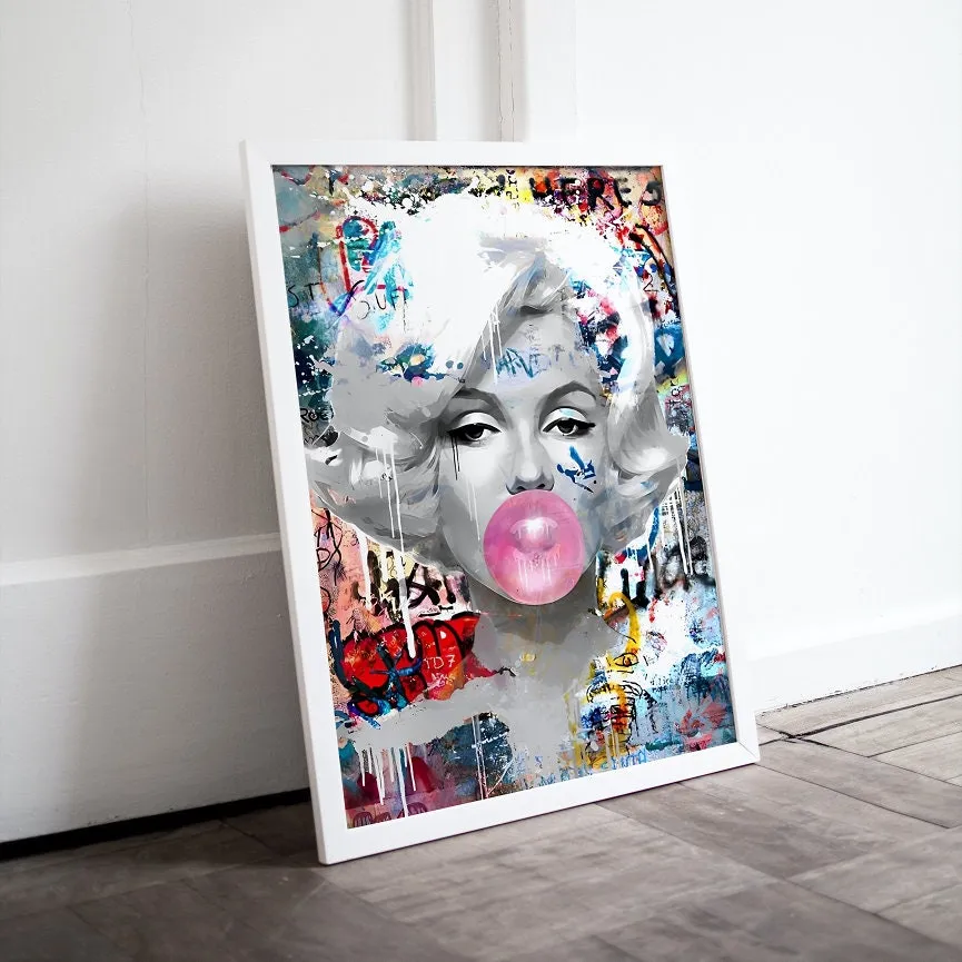 Monroe Pink Bubble Gum Poster INSTANT DOWNLOAD Art Print, Graffiti Wall Art, Marilyn Monroe Wall Art, Banksy Wall Decor, Pop Art, Urban Wall Art