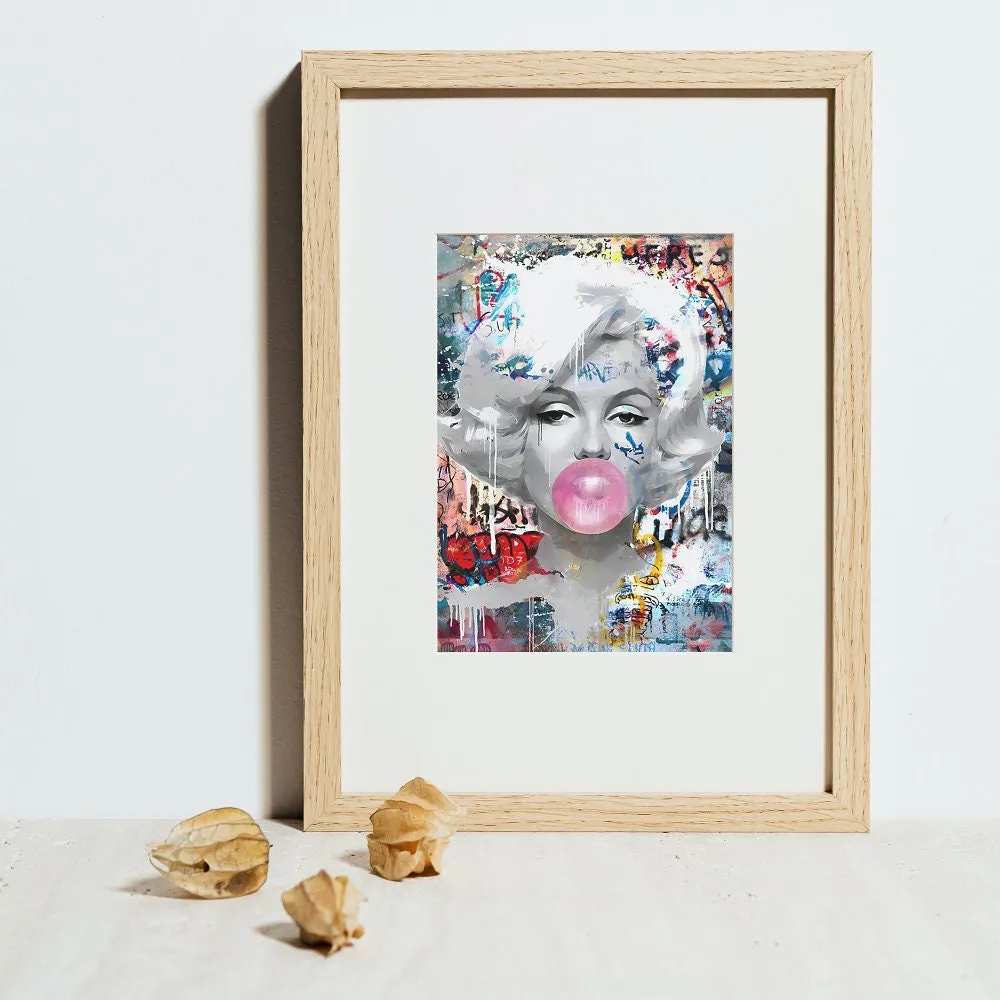 Monroe Pink Bubble Gum Poster INSTANT DOWNLOAD Art Print, Graffiti Wall Art, Marilyn Monroe Wall Art, Banksy Wall Decor, Pop Art, Urban Wall Art