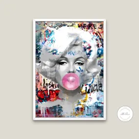 Monroe Pink Bubble Gum Poster INSTANT DOWNLOAD Art Print, Graffiti Wall Art, Marilyn Monroe Wall Art, Banksy Wall Decor, Pop Art, Urban Wall Art