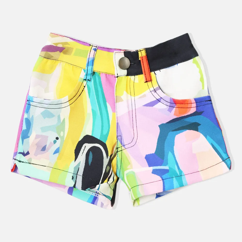 Multi Color  Abstract Printed Shorts