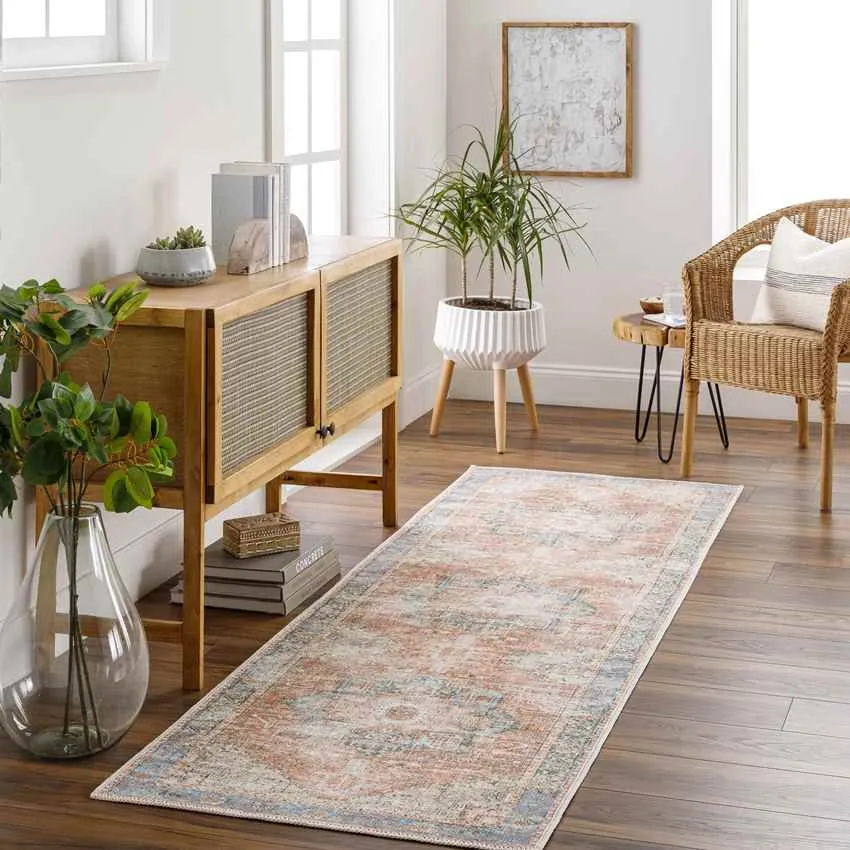 Nora Traditional Brown/Tan/Ivory Washable Mandala Area Rug