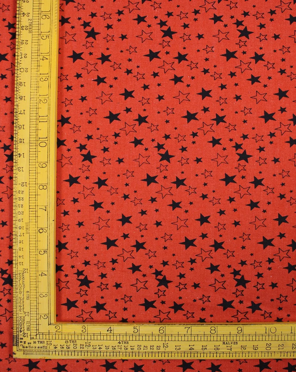 Orange Black Star Design Cotton Canvas Fabric