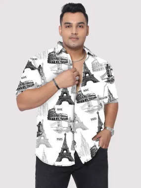 Parris Tower Digital Printed Half Sleeve Shirt Men's Plus Size