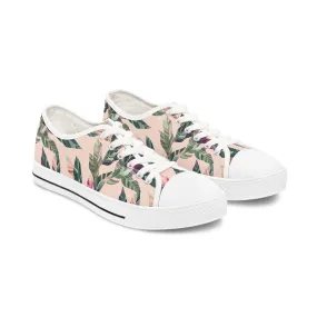 Pink Green Leaves Women's Low Top Sneakers