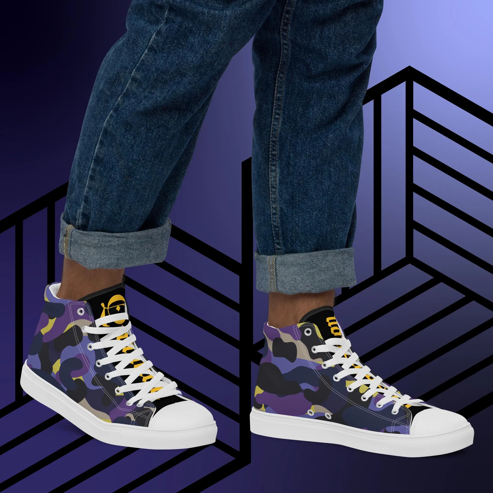 "Quantum-flage" Men’s high top canvas shoes