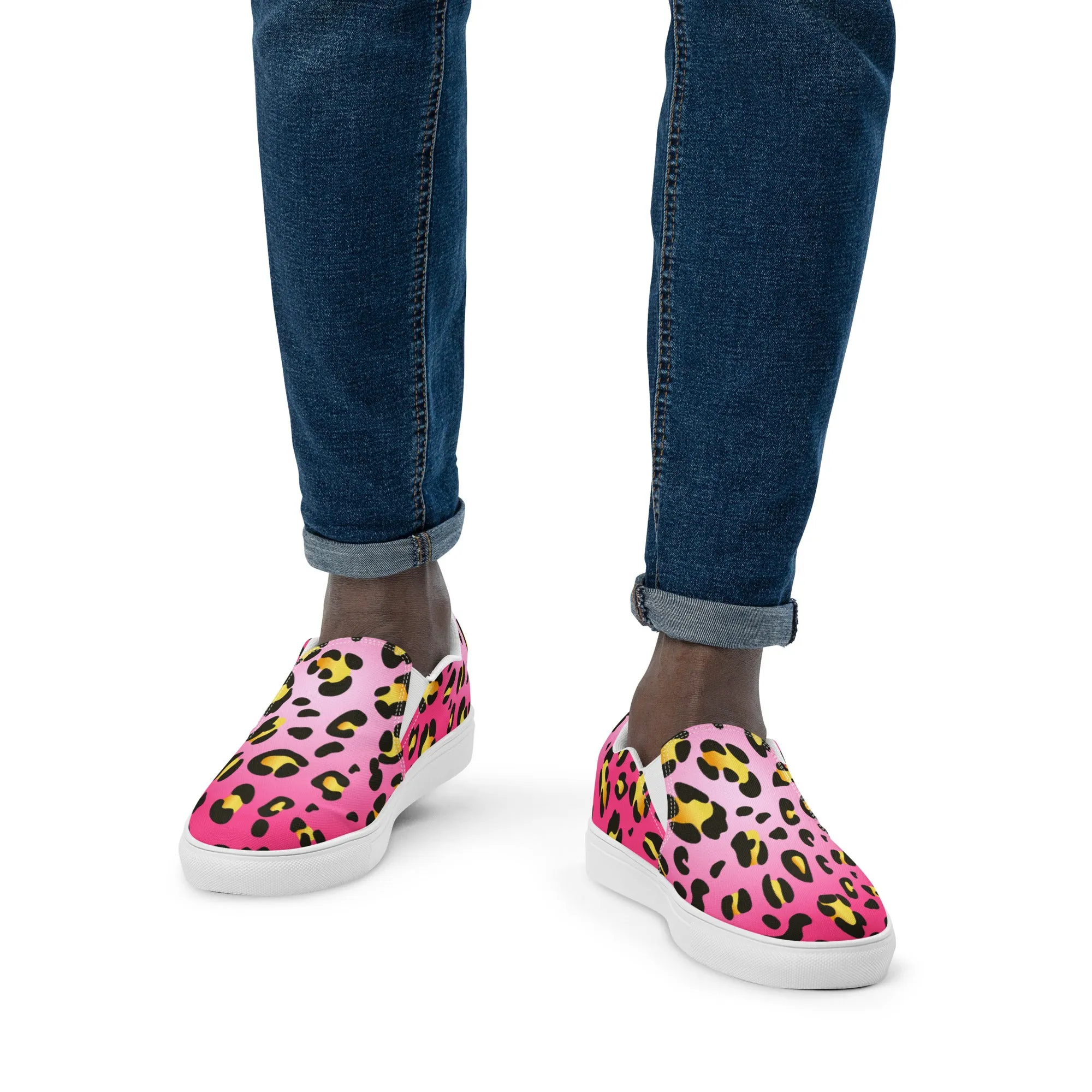 Rainbow Pink Leopard Slip-on Shoes (male sizes)