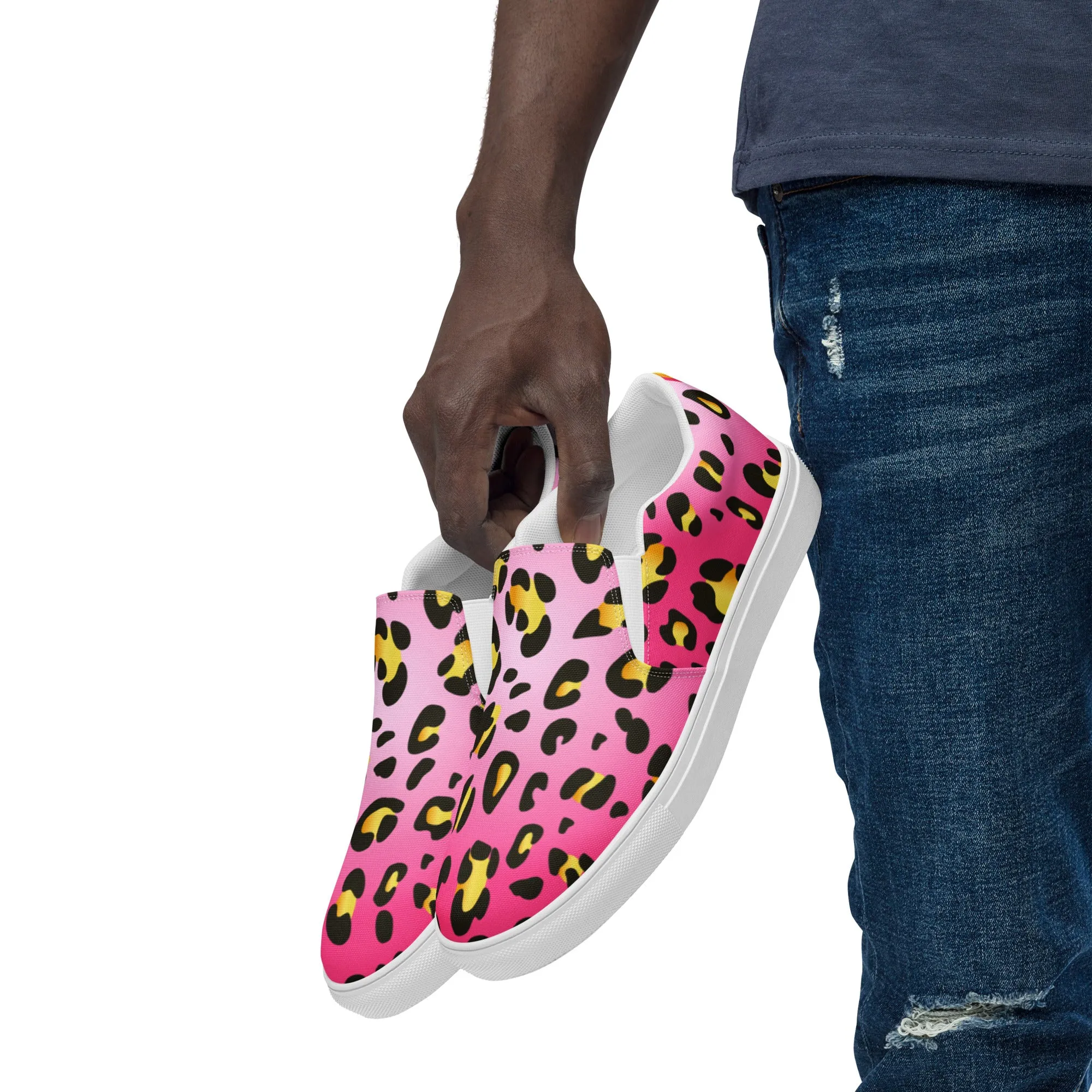 Rainbow Pink Leopard Slip-on Shoes (male sizes)