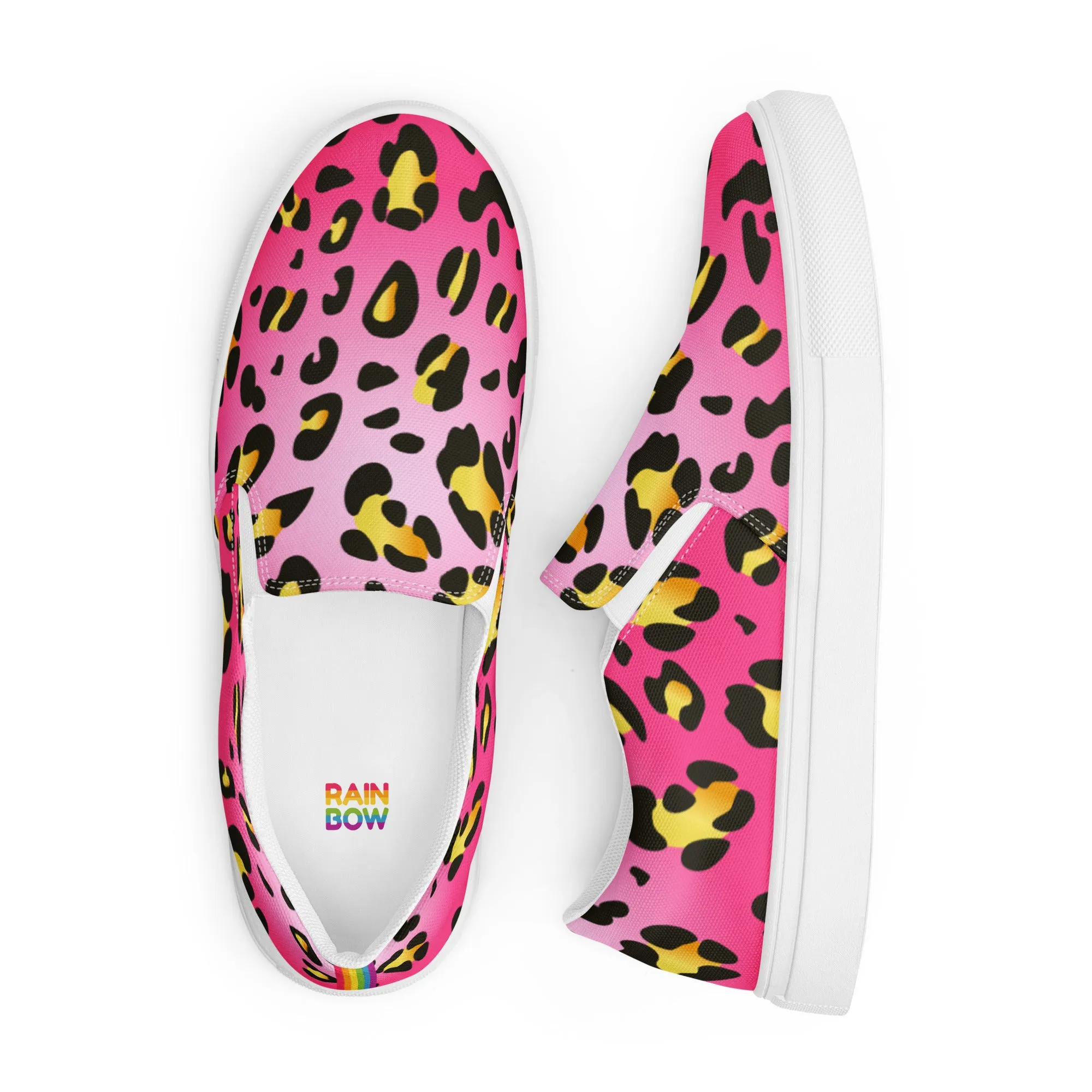 Rainbow Pink Leopard Slip-on Shoes (male sizes)