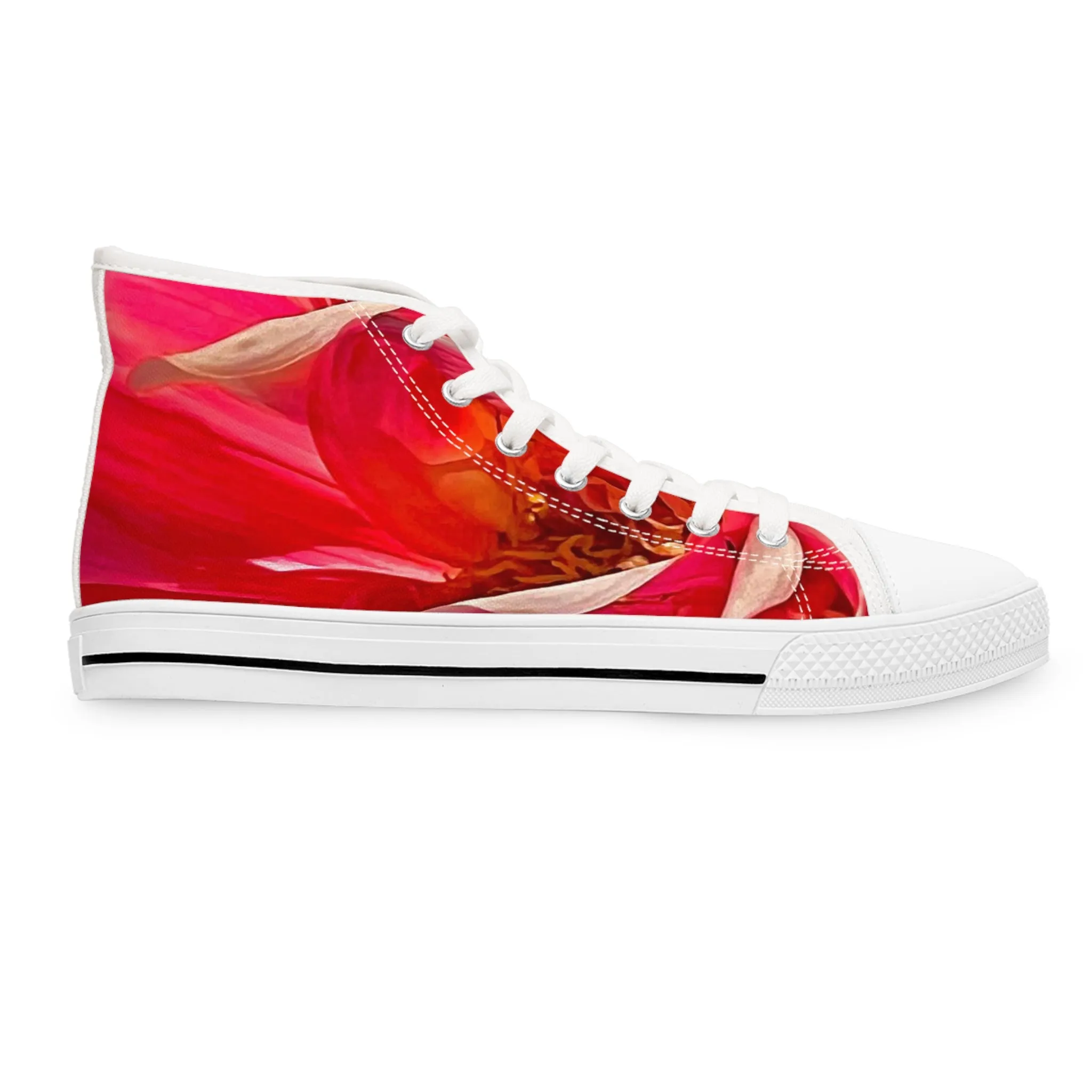 Red Abstract Floral Women's High Top Sneakers (AOP)