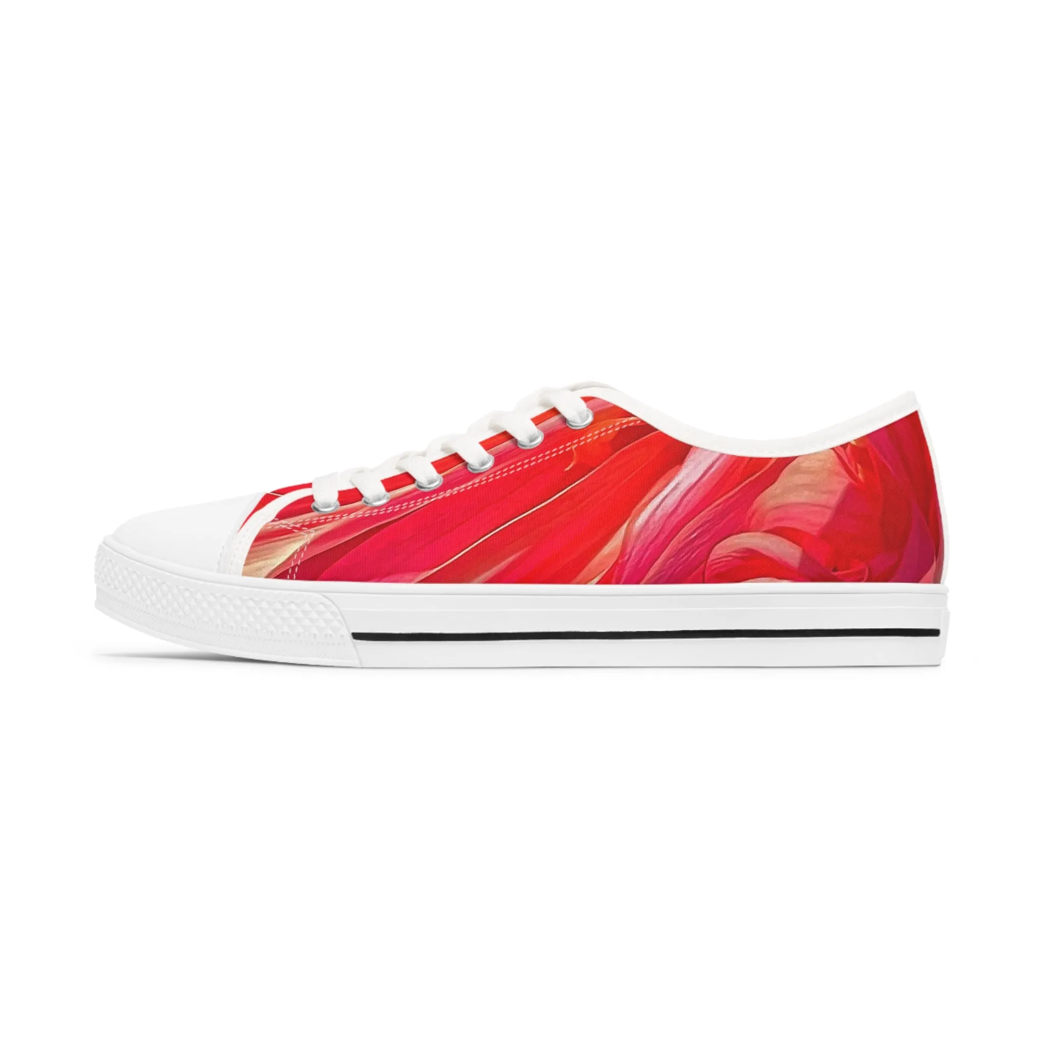 Red Floral Abstract Women's Low Top Sneakers (AOP)