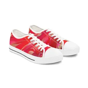 Red Floral Abstract Women's Low Top Sneakers (AOP)