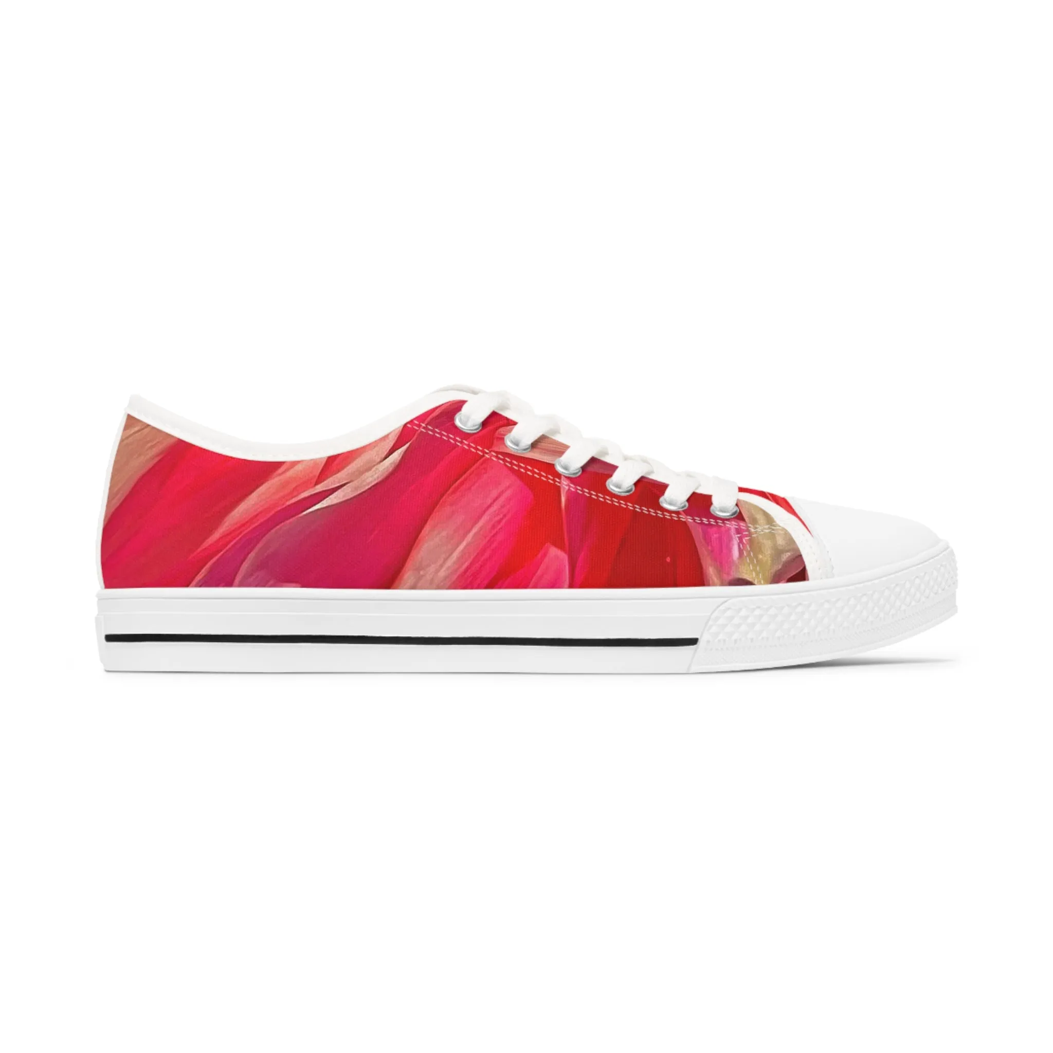 Red Floral Abstract Women's Low Top Sneakers (AOP)