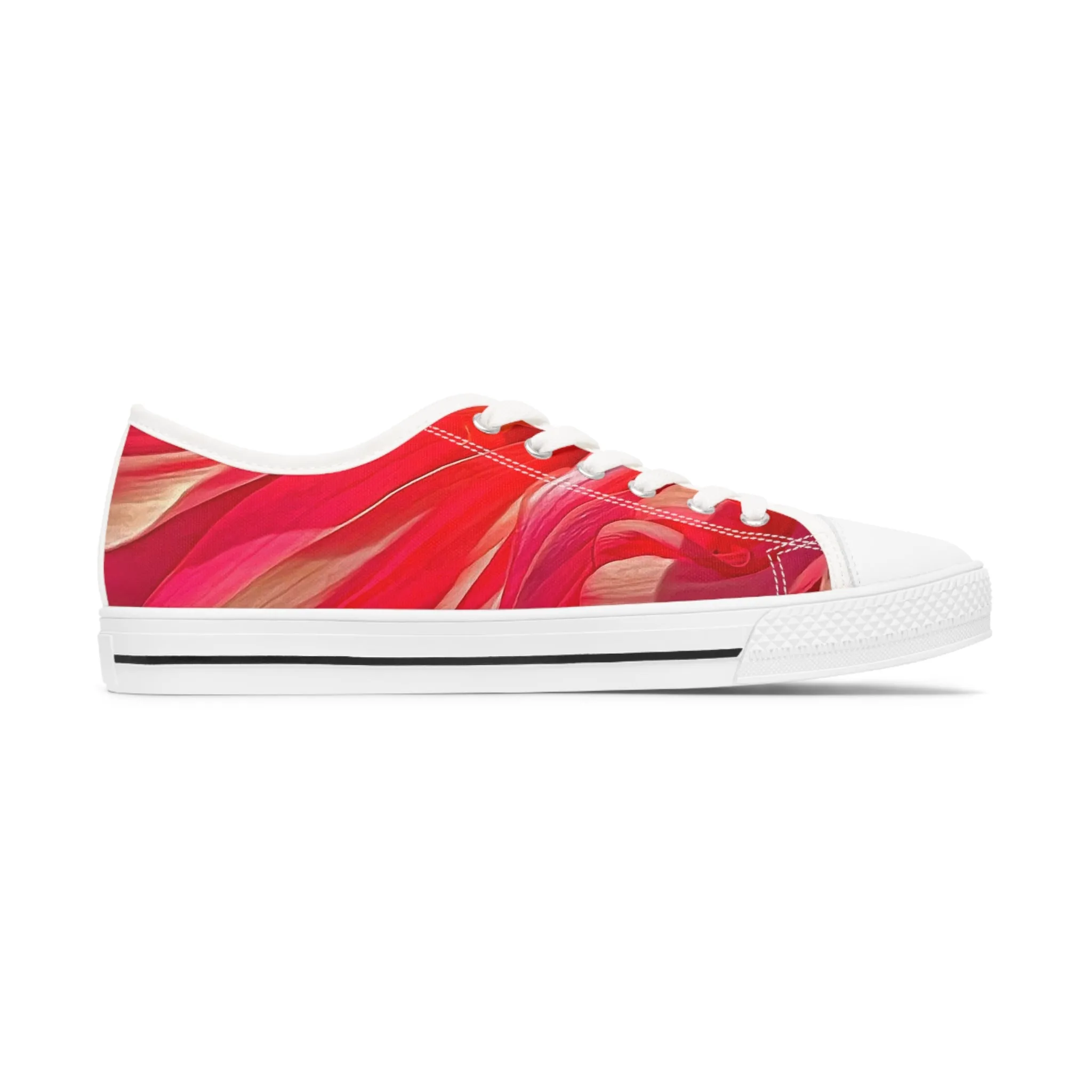 Red Floral Abstract Women's Low Top Sneakers (AOP)