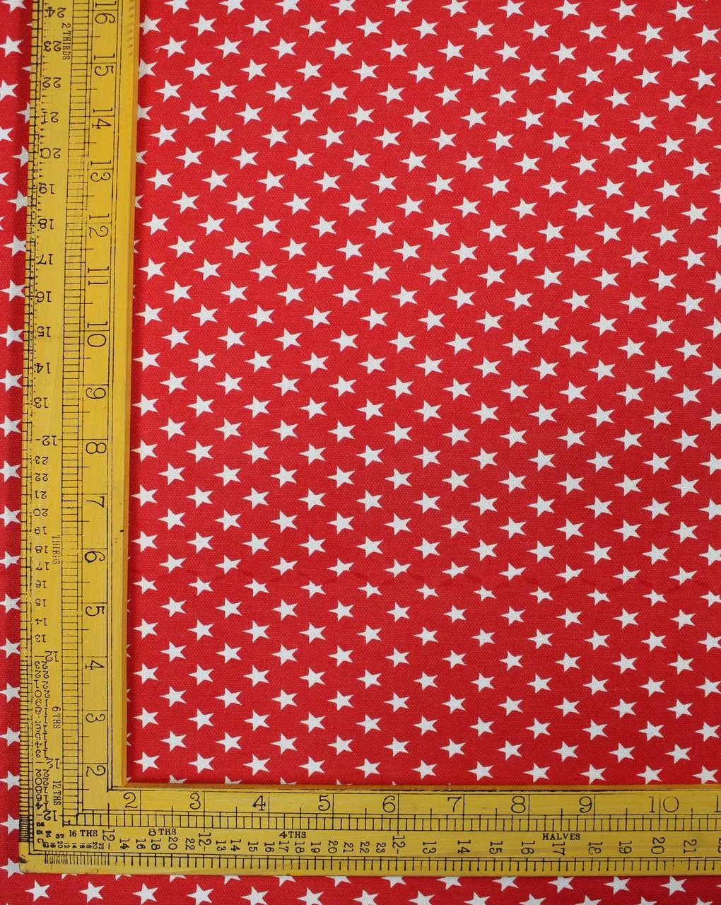 Red White Star Design Cotton Canvas Fabric