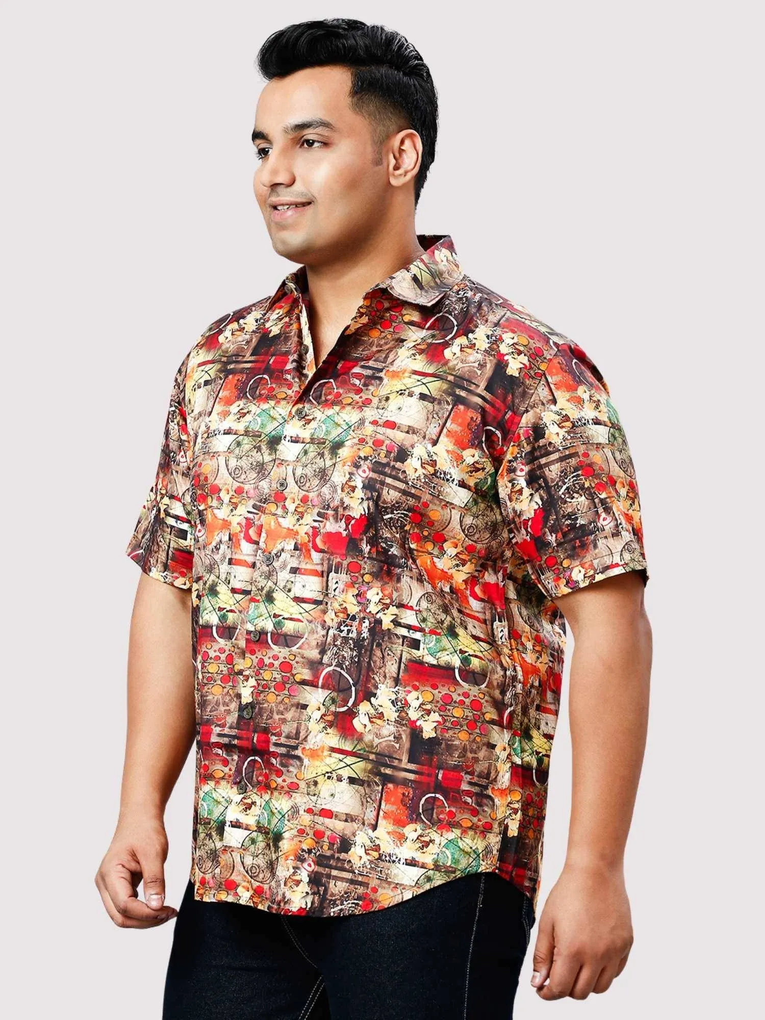 Rodeo Tone Digital Printed Half Sleeve Shirt Men's Plus Size