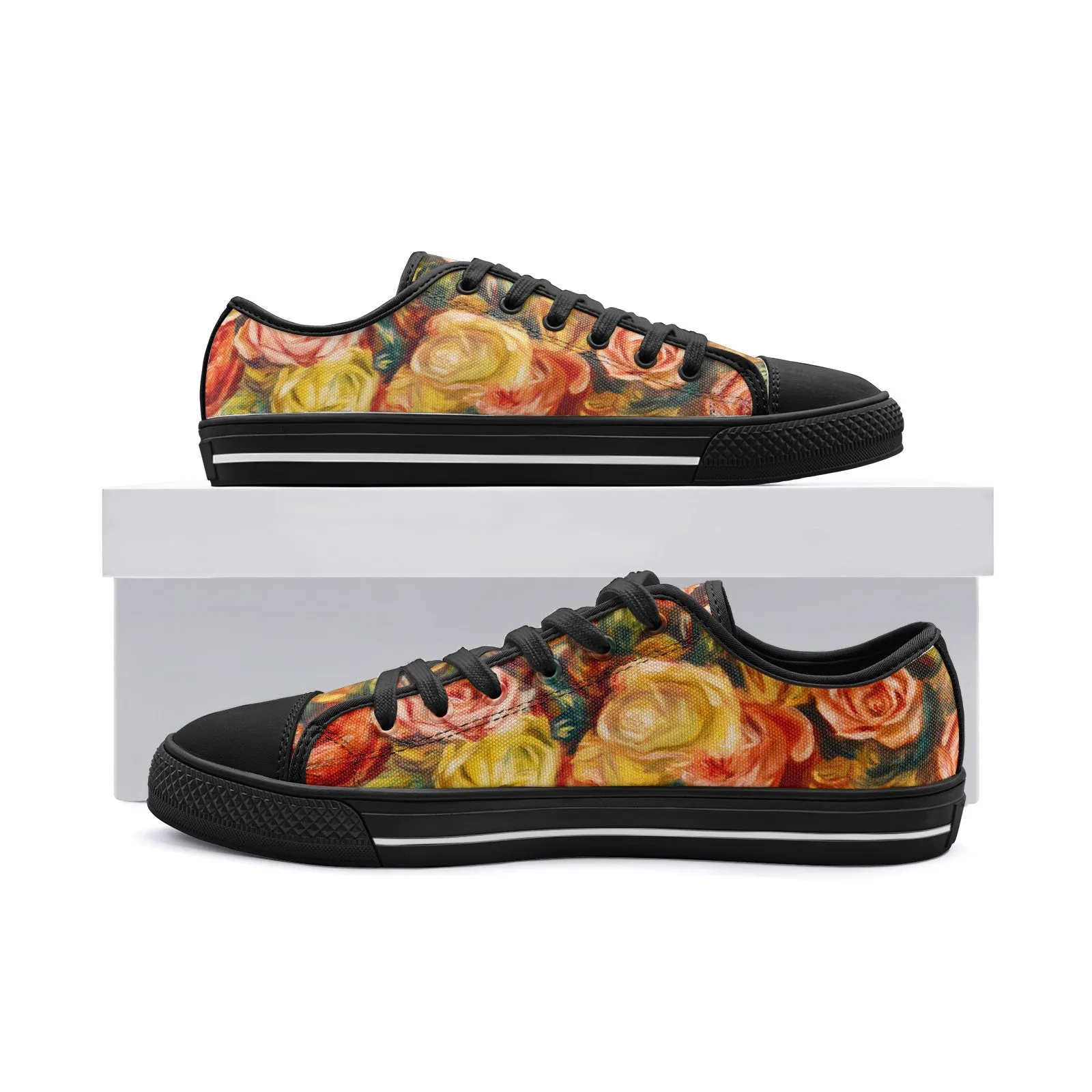 Roses by Pierre Renoir Unisex Low Top Canvas Shoes