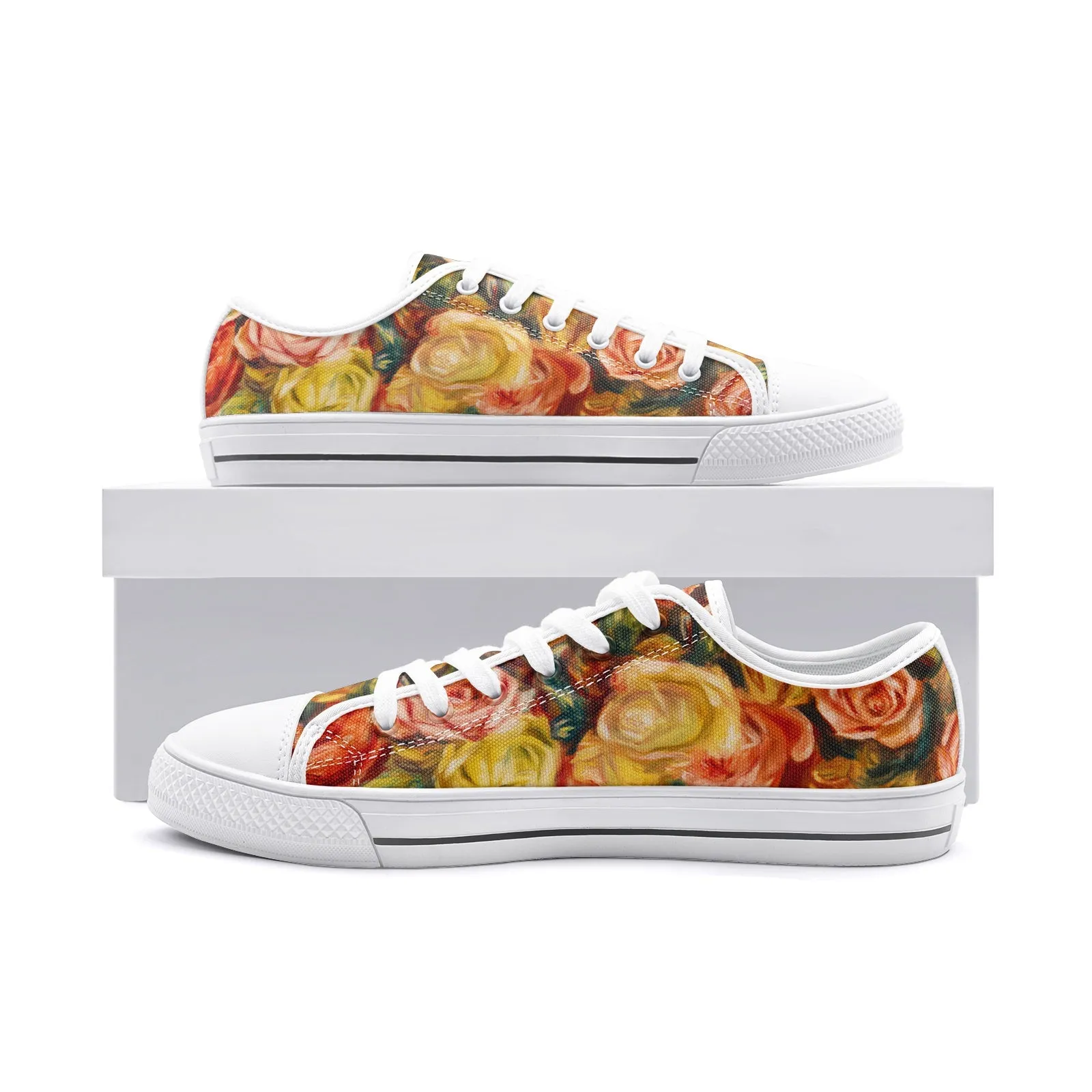 Roses by Pierre Renoir Unisex Low Top Canvas Shoes