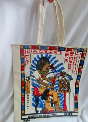 SENNUFER MERIT Canvas Tote Beach Bag Carryall Vegan HIEROGLYPHIC EGYPT