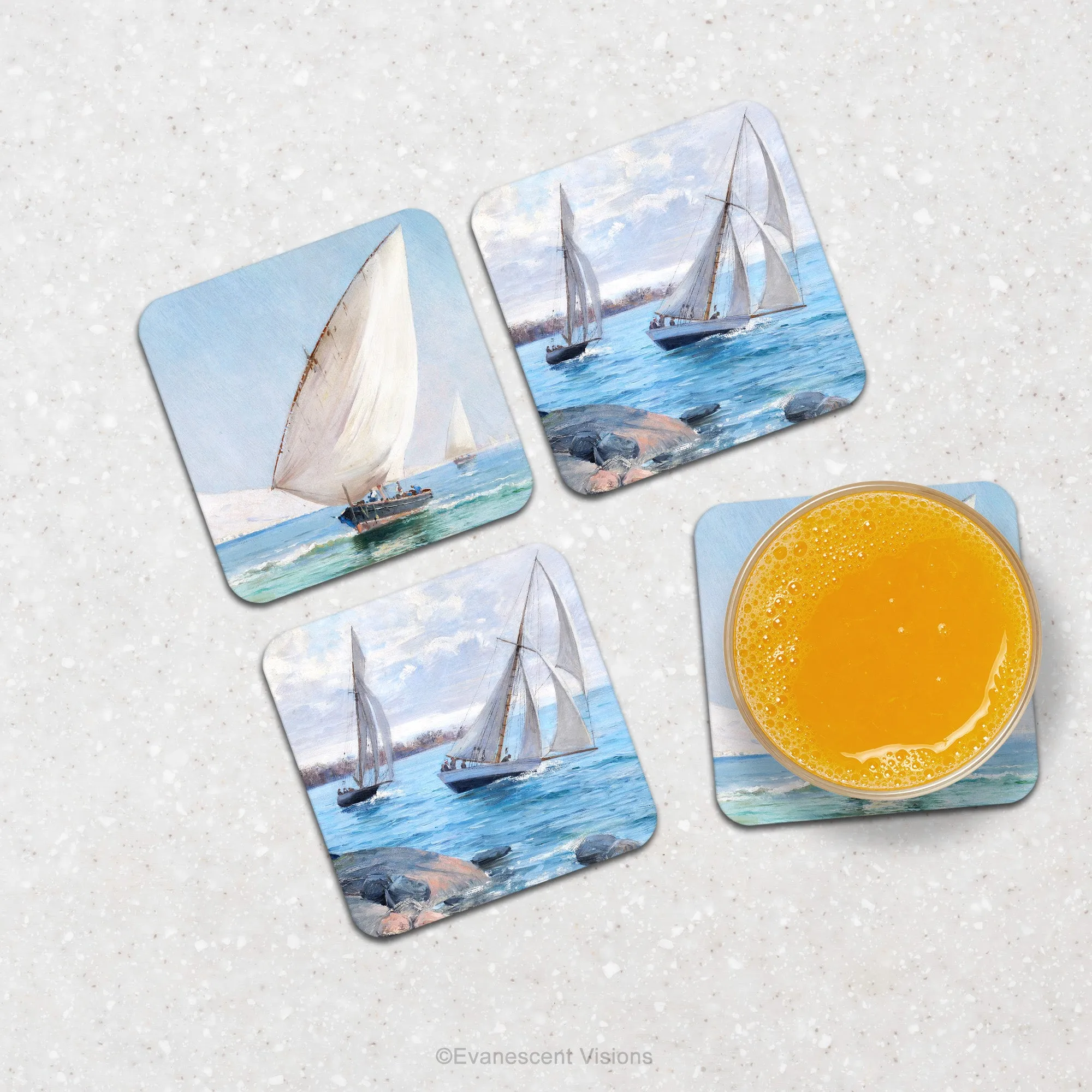 Set of 4 Artistic Nautical Drinks Coasters